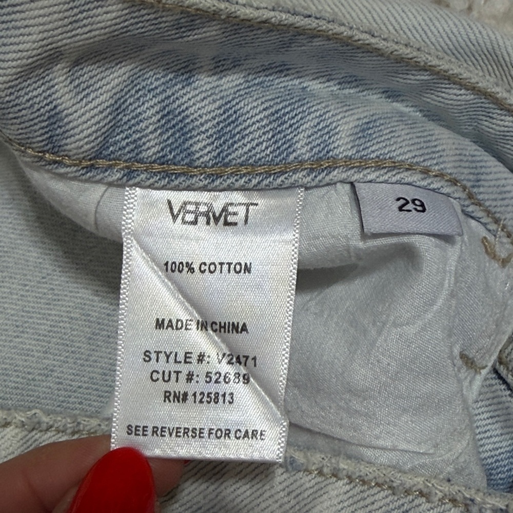 NWT Vervet 90s vintage flare light wash crop distressed raw hem jeans 29 - Picture 13 of 13